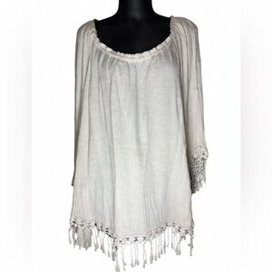 Spense Beige Top with fringe